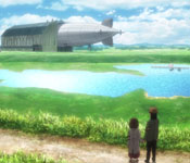 grisha and fay watching an airship